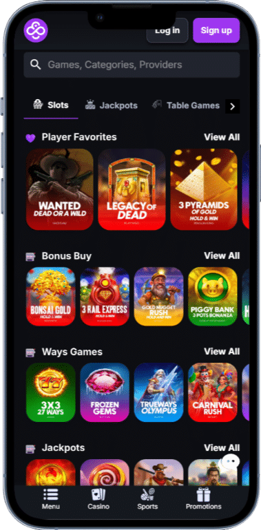 CoinCasino as seen on mobile.