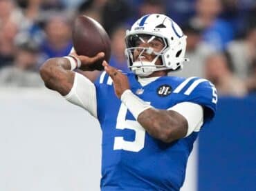 Anthony Richardson throws the ball.