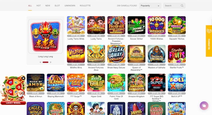 UEA8 casino slots section screenshot