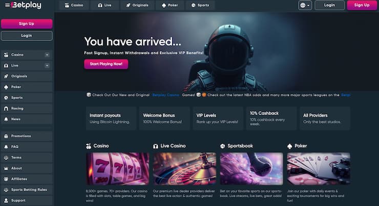 An image from our BetPlay review of the main page on the site