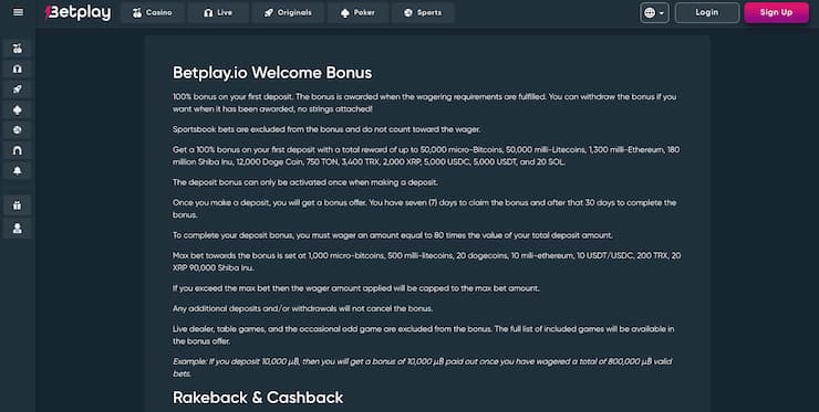 An image from our BetPlay review of the bonuses page on the site