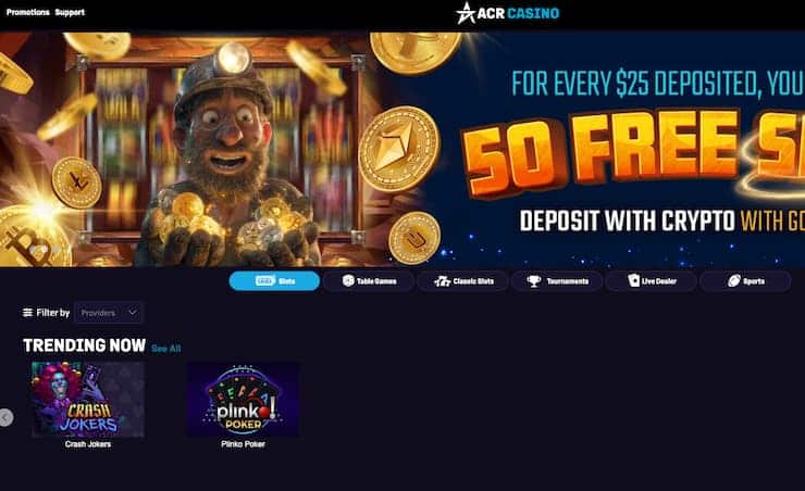 An image of the casino site from our ACR Poker review