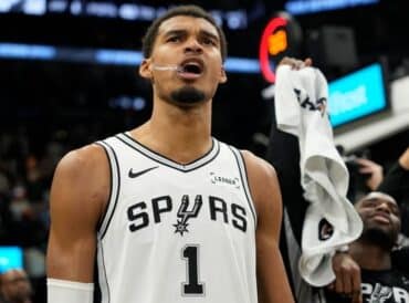 WATCH San Antonio Spurs Center Victor Wembanyama High Kicks Basketballs Stuck In Hoop