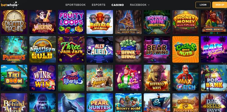 A acreenshot of the online slot lobby at BetWhale, a top penny slot casino
