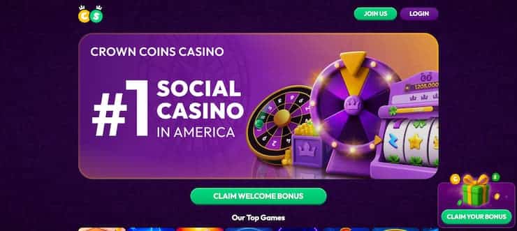 Crown Coins is the number one social casino right now - here displayed on desktop.
