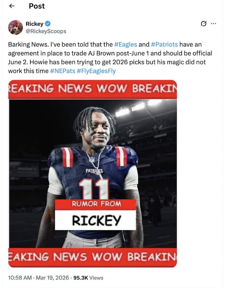 Rickey Scoops reveals trade rumor for AJ Brown