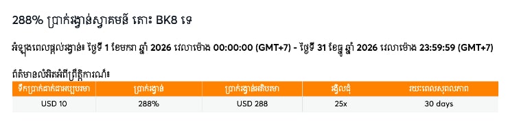 តម្រូវការភ្នាល់សម្រាប់ការផ្តល់ជូនស្វាគមន៍របស់ bk8