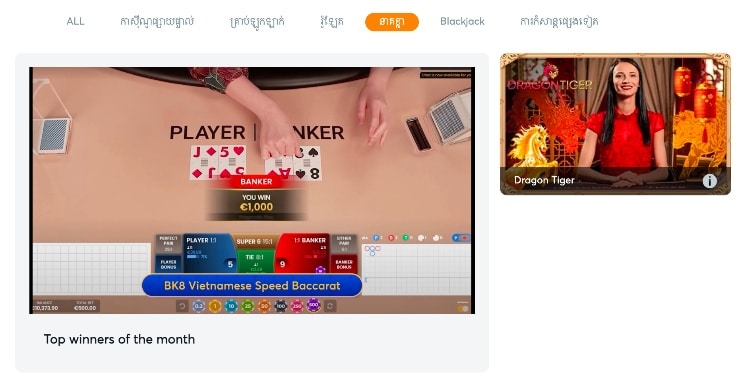 លេង Dragon Tiger នៅលើ BK8