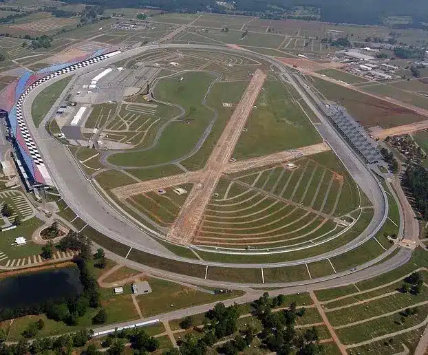Aerial view of Talladega Superspeedway showcasing the track and surrounding facilities.