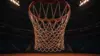 Basketball hoop and net from below in professional arena with dramatic lighting for 2026 NBA Draft prospects