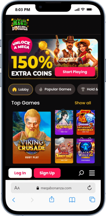MegaBonanza on mobile