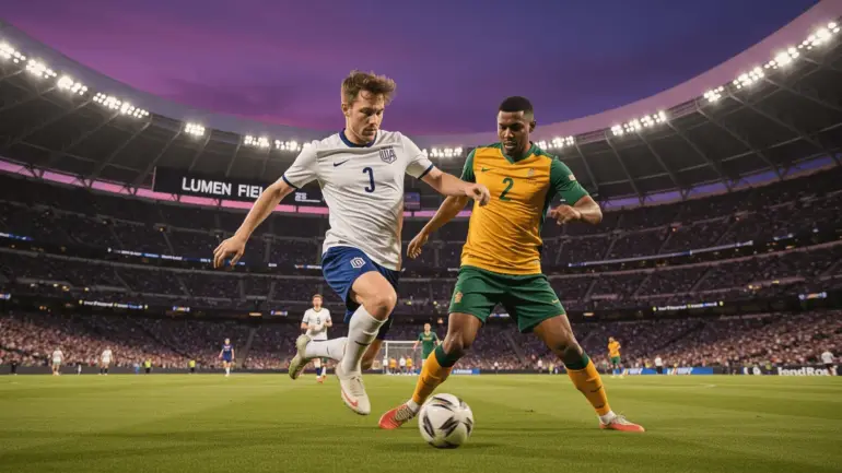 USA vs Australia World Cup 2026 match at Lumen Field under stadium lights