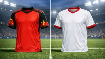 Belgium and Egypt national team jerseys facing off on football pitch for World Cup 2026 match