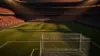 World Cup soccer stadium at sunset with dramatic lighting and packed crowd atmosphere