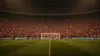 World Cup knockout stage match in packed stadium under dramatic floodlights