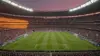 World Cup knockout stage stadium illuminated for Day 20 tournament matches with dramatic lighting