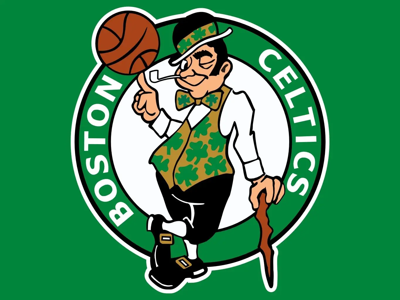 Boston Celtics logo featuring the leprechaun mascot with a basketball.