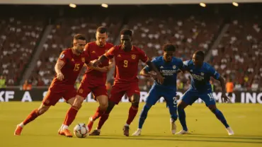 Morocco soccer team attacking against Haiti in World Cup 2026 group stage match at stadium