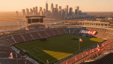 BMO Field stadium in Toronto prepared for Canada's 2026 FIFA World Cup opening ceremony
