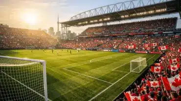 BMO Field stadium in Toronto during World Cup 2026 match with Canadian fans