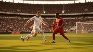 England attacking against Ghana in World Cup 2026 Group L match at packed stadium