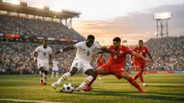 Ghana vs Panama World Cup 2026 match action at BMO Field Toronto with players competing on pitch