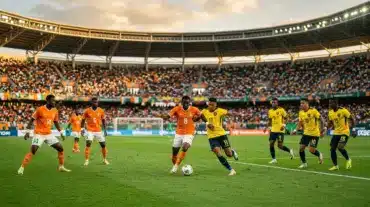 Ivory Coast vs Ecuador World Cup 2026 Group E match action with tactical midfield battle