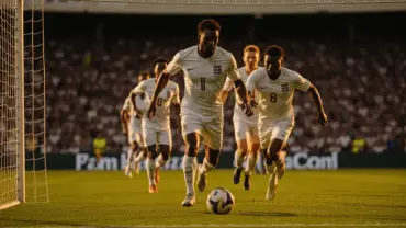 England attackers charging toward goal during 2026 World Cup match with dynamic action and stadium atmosphere