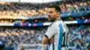 Lionel Messi in Argentina jersey at 2026 World Cup stadium with dramatic lighting