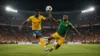 Colombia and DR Congo players competing for the ball during an intense World Cup night match
