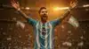 Lionel Messi celebrating in Argentina jersey after breaking World Cup scoring record