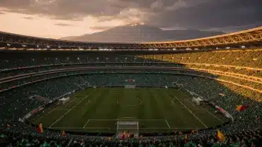Estadio Azteca packed with fans during Mexico vs South Africa 2026 World Cup opening match