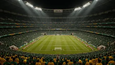 Estadio Azteca lit up at night during Mexico vs Ecuador World Cup 2026 knockout match