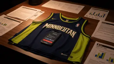 Minnesota Timberwolves draft war room with jersey and trade negotiation phone call