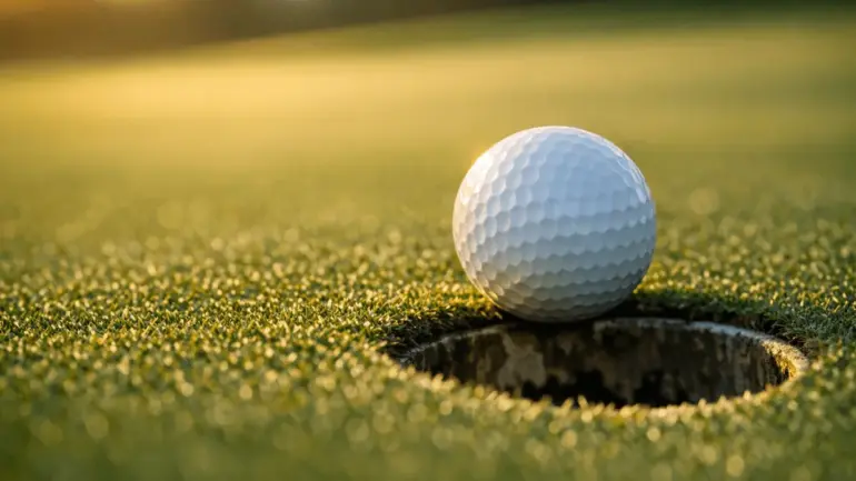 Golf ball on edge of cup about to drop in dramatic putting moment at U.S. Women's Open
