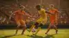 Netherlands and Sweden soccer players competing in intense World Cup 2026 Group F match action at NRG Stadium