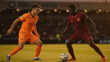 Netherlands vs Morocco World Cup tactical matchup with defensive positioning on soccer pitch