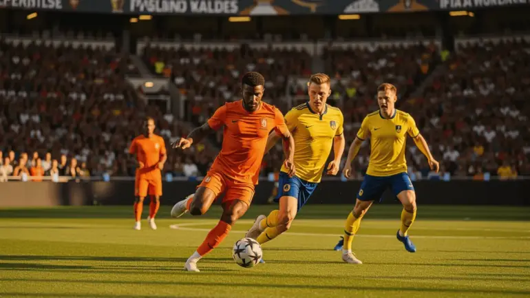 Netherlands vs Sweden World Cup 2026 soccer match action with players competing on field
