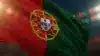 Portuguese flag in stadium lighting with red, green, and blue colors reflecting World Cup championship theme