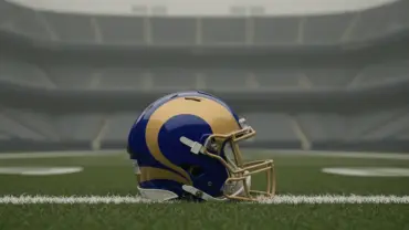 Empty Rams helmet on football field symbolizing quarterback depth crisis and roster vulnerability