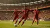 Spain national soccer team attacking play in World Cup stadium with dramatic lighting
