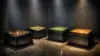 Four illuminated pedestals in prestigious gallery setting representing TIME's most influential athletes