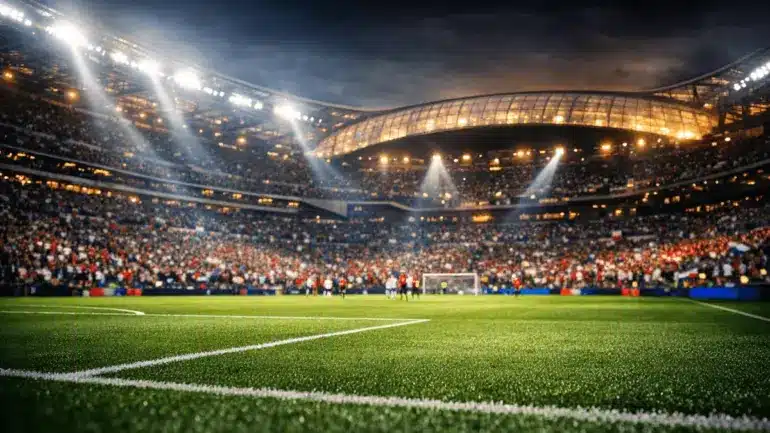 SoFi Stadium illuminated at night during USA vs Paraguay 2026 FIFA World Cup Group D match