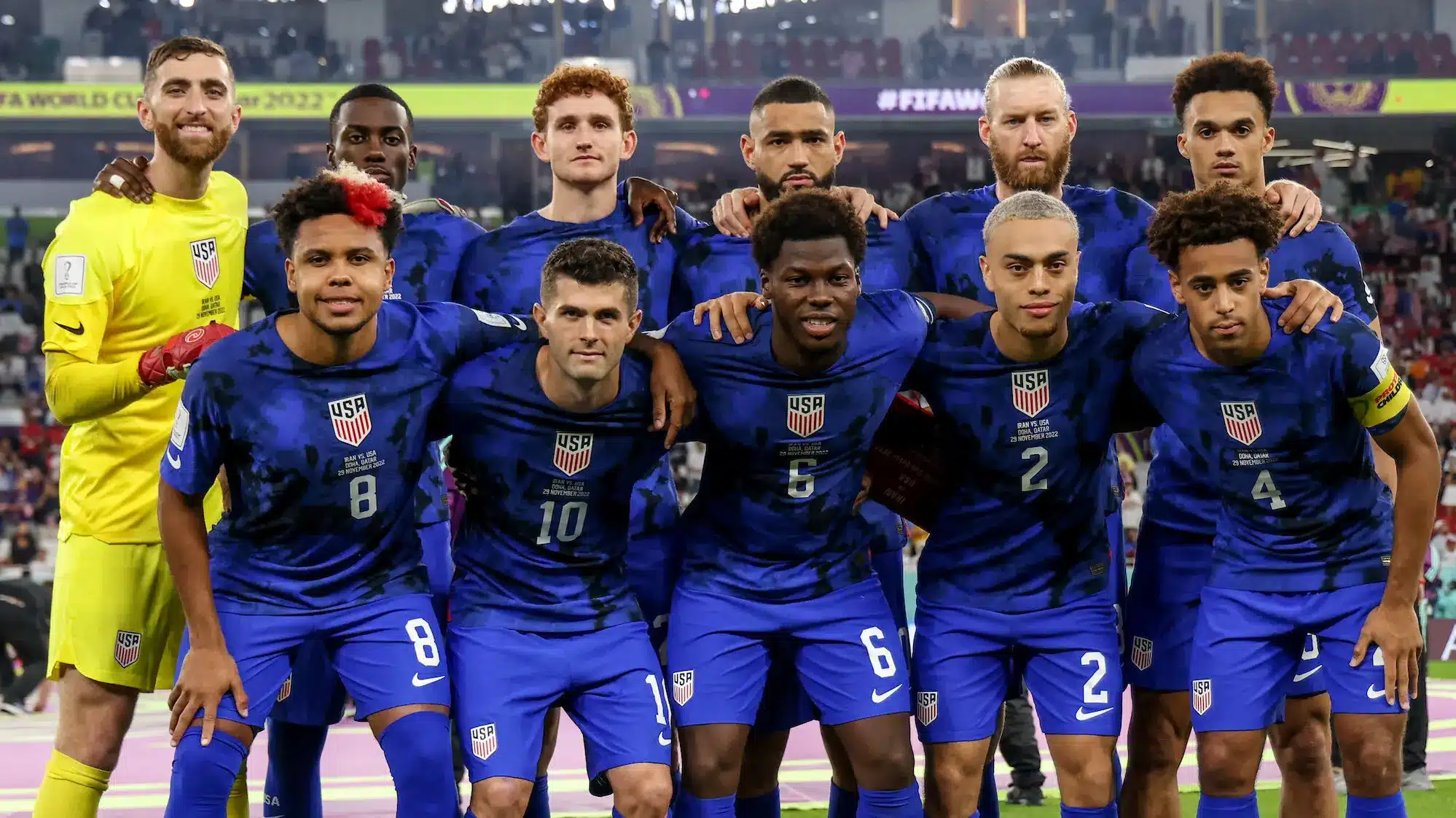US Men's National Team players posing for a photo during the 2022 FIFA World Cup.