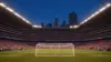 Lumen Field soccer stadium in Seattle illuminated at dusk for international World Cup match
