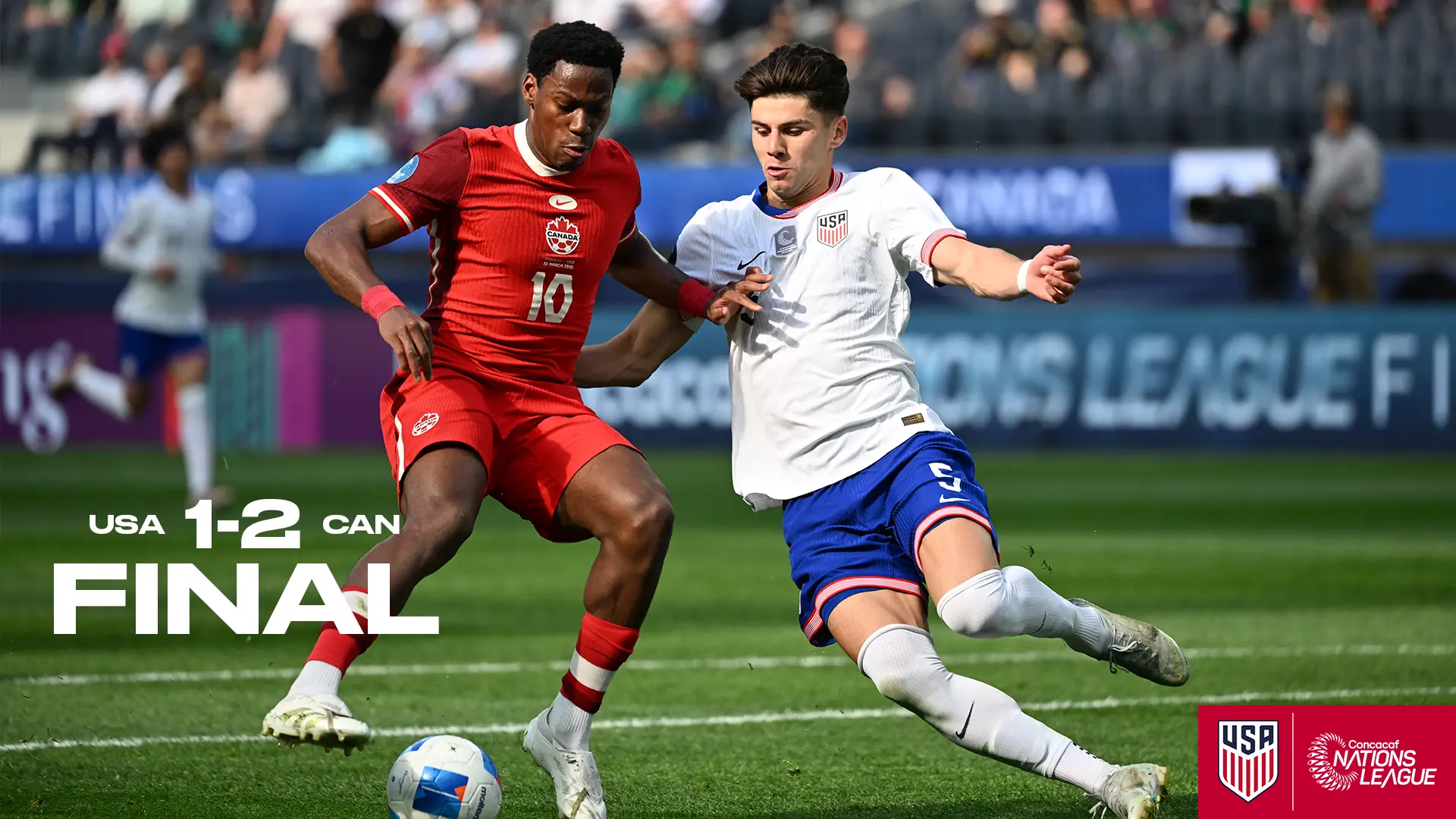 USMNT vs Canada soccer match with final score USA 1-2 CAN.