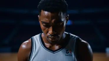 Victor Wembanyama in Spurs jersey showing determination after NBA Finals loss