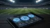 Cryptocurrency wallet displaying blockchain betting transaction with soccer stadium in background