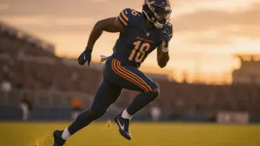 Chicago Bears wide receiver sprinting downfield showing explosive speed and athleticism