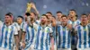 Colombia national football team poses for a photo in team jerseys during a match.